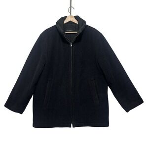 Roy Robson Classic Car Coat Mens 48S XL Wool Cashmere Black Zip Up Lined